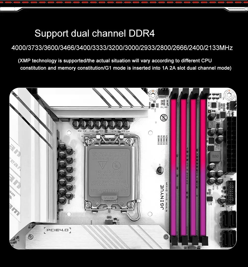 JGINYUE B760M Snow Dream D4：Intel 12th/13th Gen プロセッサ対応