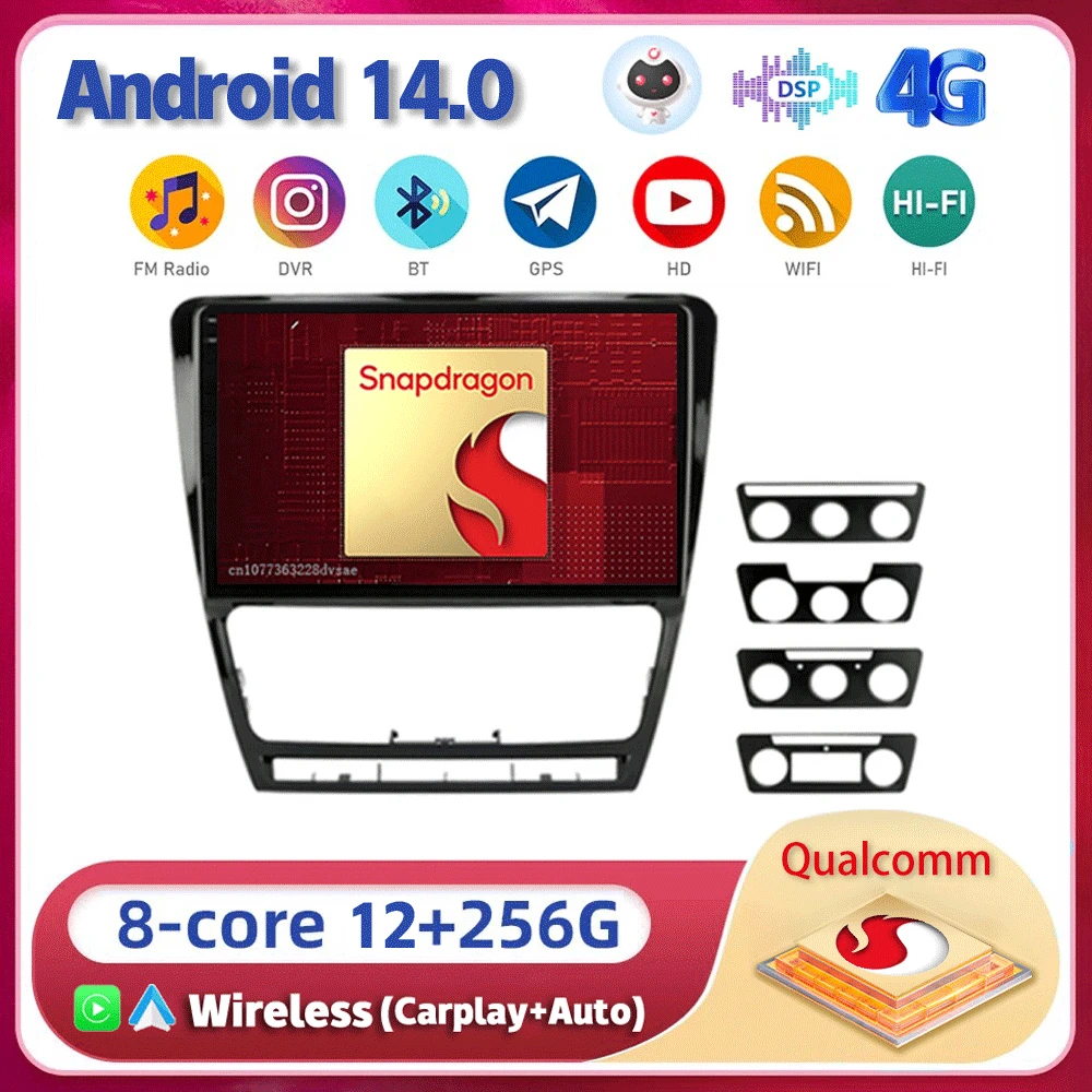 

Android14 For SKODA Octavia 2 A5 2007 2008 2009 2010 2011 2012 2013 Car Radio Navigation Multimedia Player DSP WIFI Auto Carplay