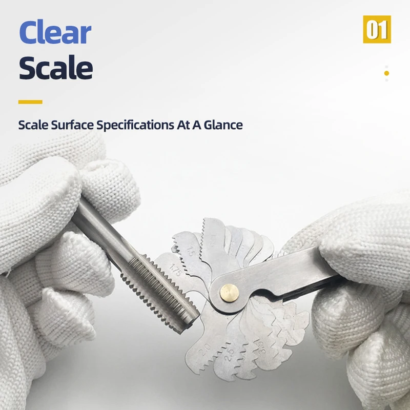 55/60도 미터법 인치 미국 나사 플러그 게이지 탄소강 기어 치아 나사 피치 게이지 나사 피치 측정 도구