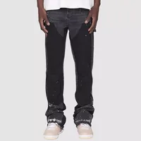 Men's Denim Work Pants, Explosive Workwear, Elastic Patch Denim Layered Flared Pants, Spring New Style 2