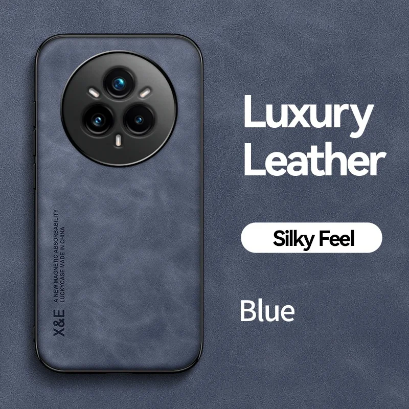 Luxurious Leather Phone Case with Car Magnetic Holder and Soft TPU Frame