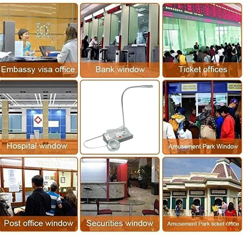 Window Intercom Dual Way Intercommunication Microphone Talk Through Glass Intercom Speaker System for Bank Counter Office Ticket