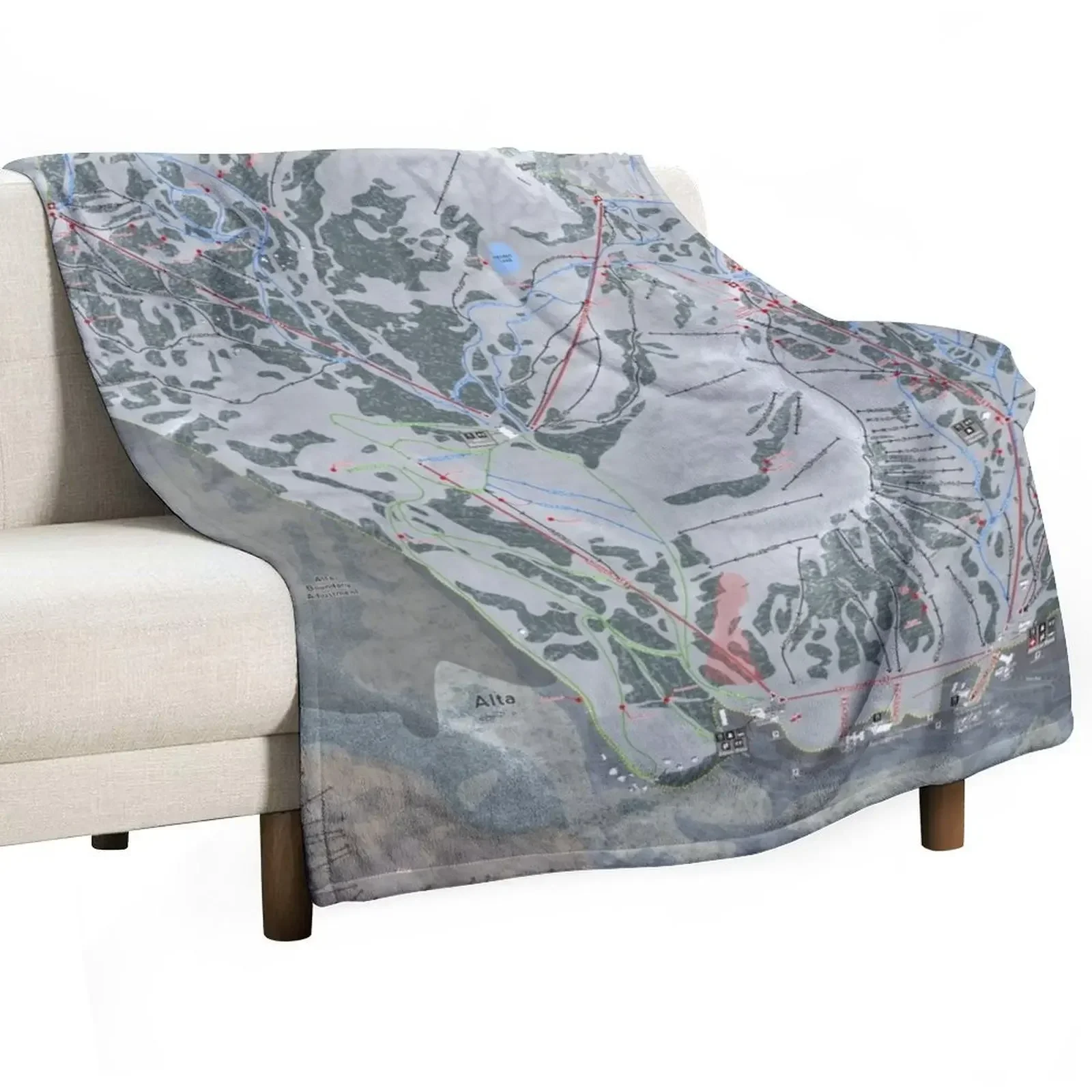 

Alta Ski Resort Trail Map Throw Blanket Thins Picnic Blankets