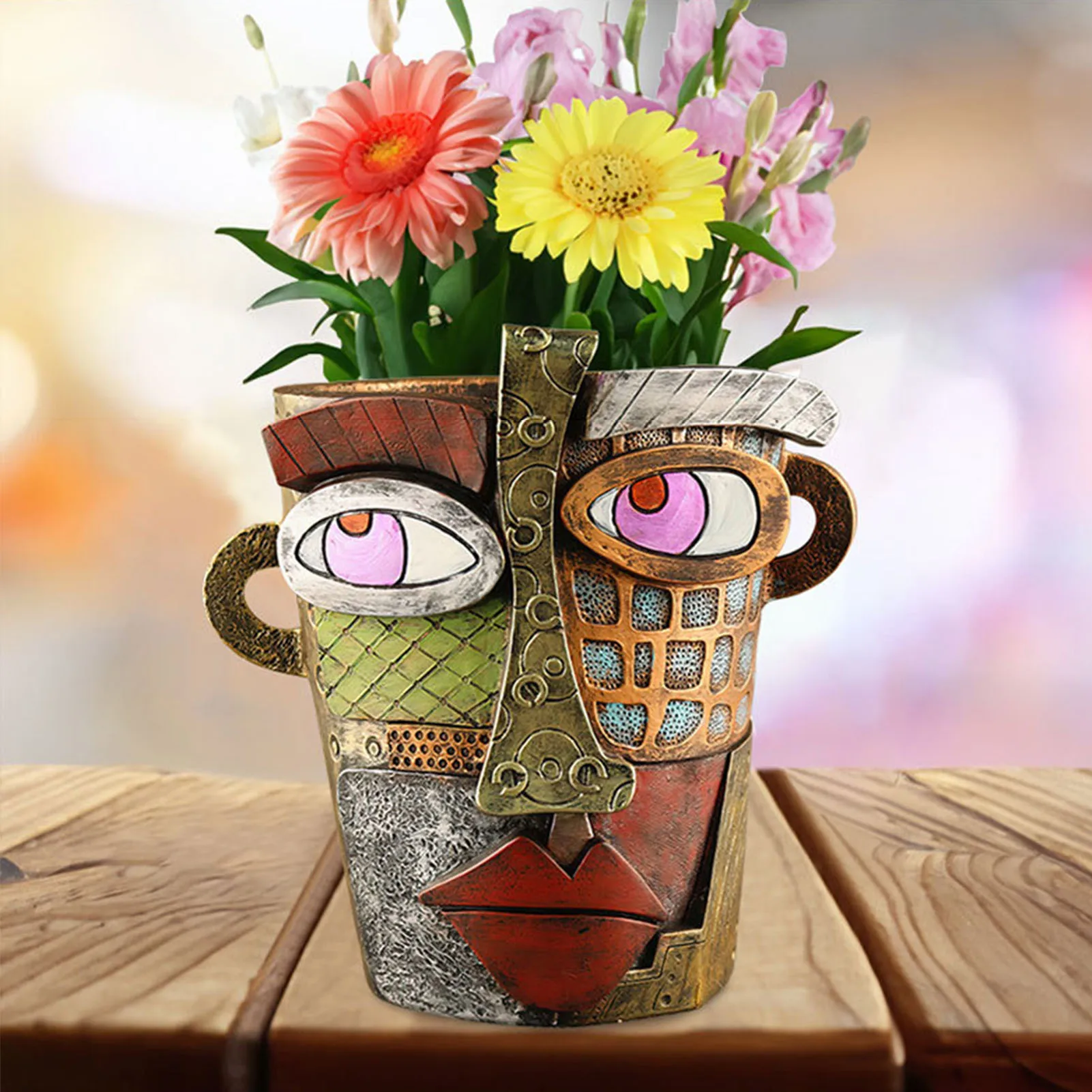 Flower-Pot-Ornaments-Retro-Human-Face-Abstract-Art-Stylish-Flower-Pot ...
