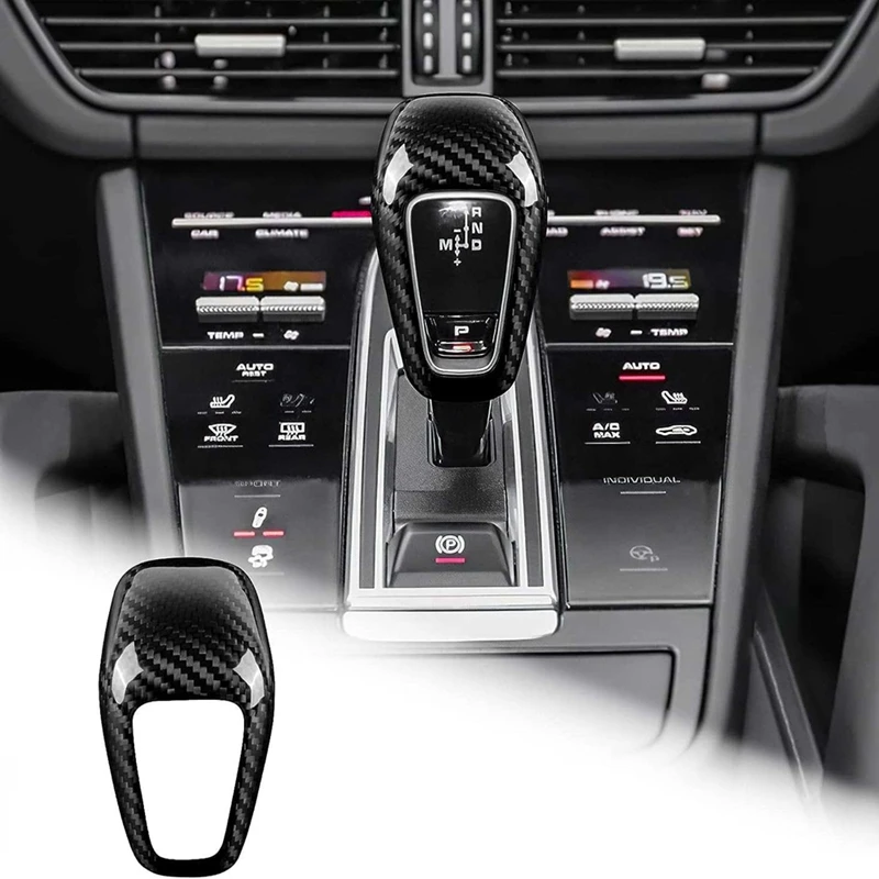 

Dry Carbon Fiber Gear Shift Knob Cover Head Protector Trim For Porsche Cayenne 2018 2019 2020 2021 2022 Spare Parts