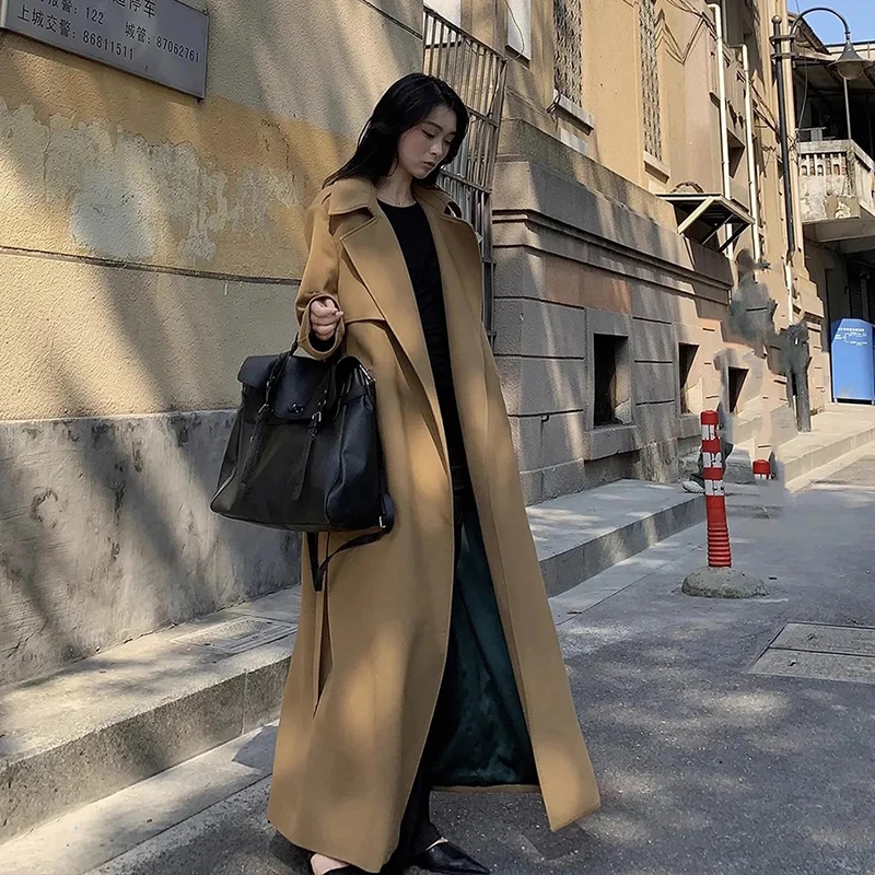 

Куртка женская ветровка с большим отложным воротником, приталенное пальто, модная сетчатая Длинная ветровка, весна-осень