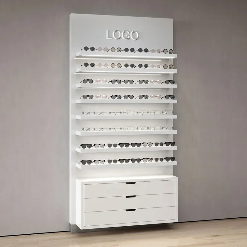 Small Optical Shop Design Ideas: How This Custom Wooden Display Shelf ...