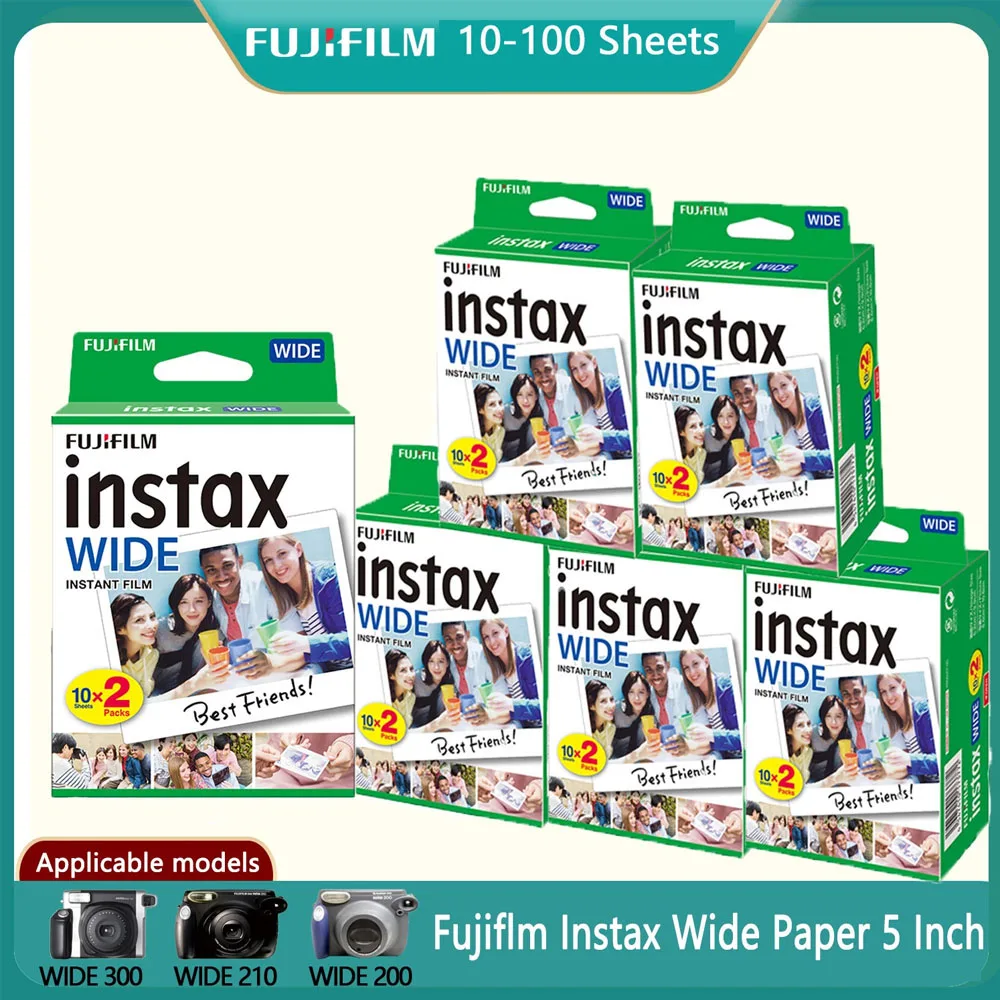 10-200 Fogli Instax Film Per Fujifilm Instax Wide 300 210 200 100 500Af Pellicola Istantanea Fotocamera 5 Pollici Instax Wide Film Photo Paper