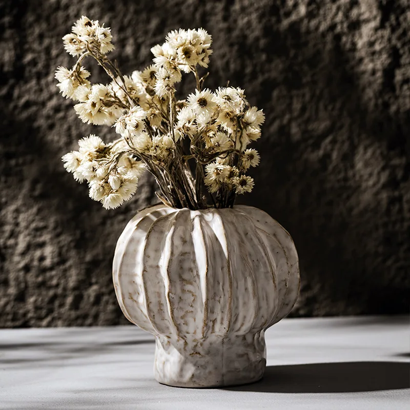 CAPIRON Pumpkin Shape Vase Ceramic Flowerpot Home Living Room Interior Decoration Accessories Office Shelves Accessories Table 2