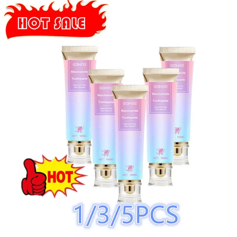 

1/3/5X Niacinamide Whitening Toothpaste Fresh Breath Bad Breath Tooth Stains Delicate Cleaning Toothpaste Tooth Whitening Paste
