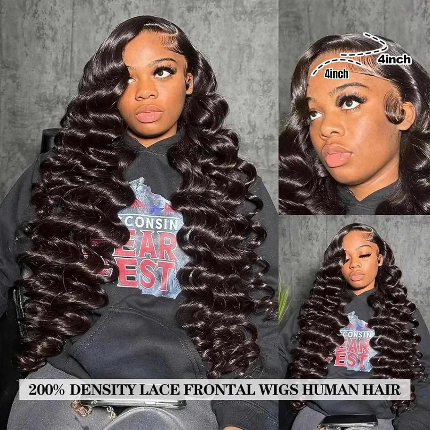 30 Inch 13x6 Deep Wave Lace Front Wigs Human Hair for Women HD Transparent Deep Curly Lace Frontal Wigs Human Hair Natural Black