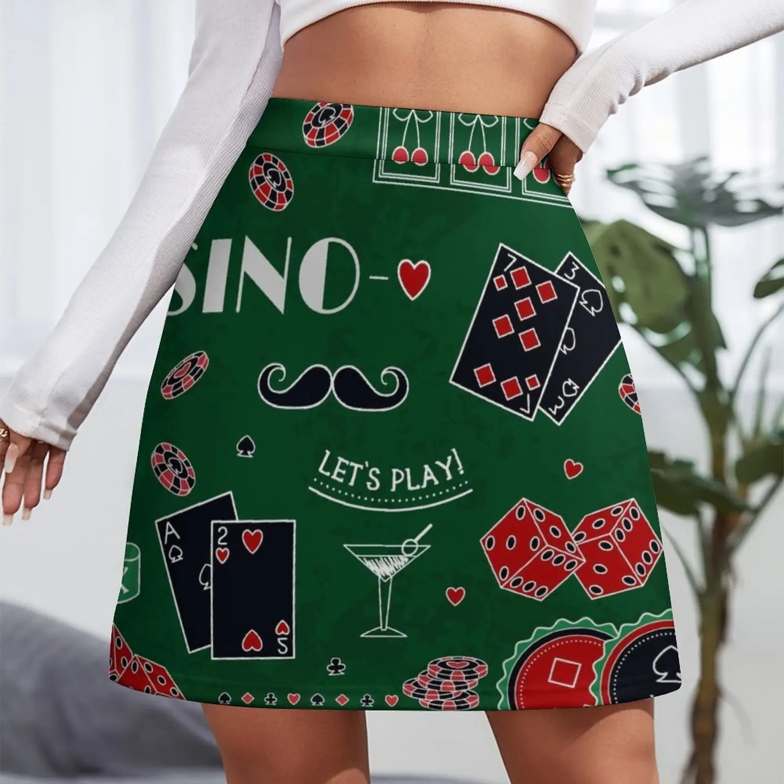 Casino theme. Gambling symbols. Mini Skirt skirt for woman chic and elegant woman skirt Evening dresses