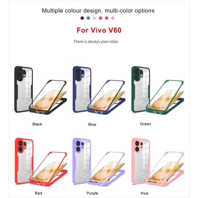 Enhanced Dual Layer Clear Case – 360° Full Body Shockproof Acrylic+TPU Cover
