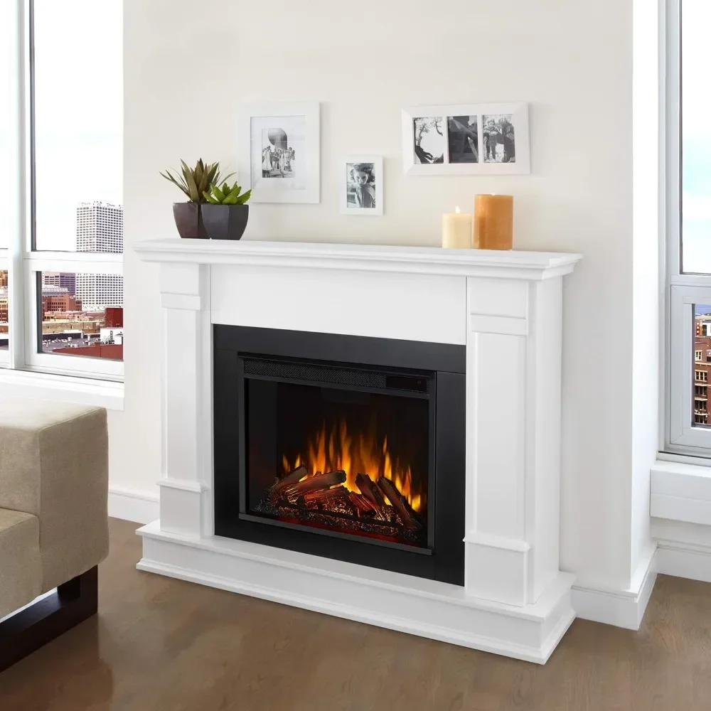 48” Electric Fireplace with Mantel for Living Room or Bedroom,Replaceable Fireplace Insert Heater,Realistic Log and Flame Effect 2