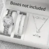 6pcs/set Women Stainless Steel Band Diamond Quartz Watch and Crystal Bracelet Set 1