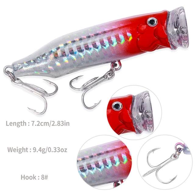 HENGJIA Topwater Popper Fishing Lure 7.2CM 9.4GWobbler Artificial Hard Baits  for Sea Saltwater Bass