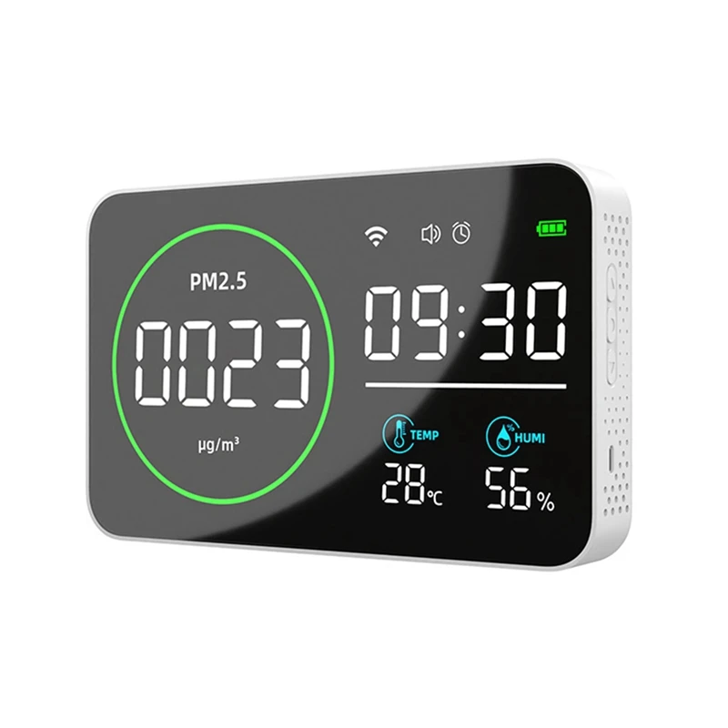 

4 In 1 PM2.5 Temperature/Humidity Air Quality Monitor 10 Inch LED Screen Full Display