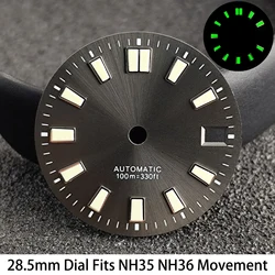 Green Luminous Watch Dial with NH35 Hands - Mechanical Watch Part - NH35 (1 Gray silvery)