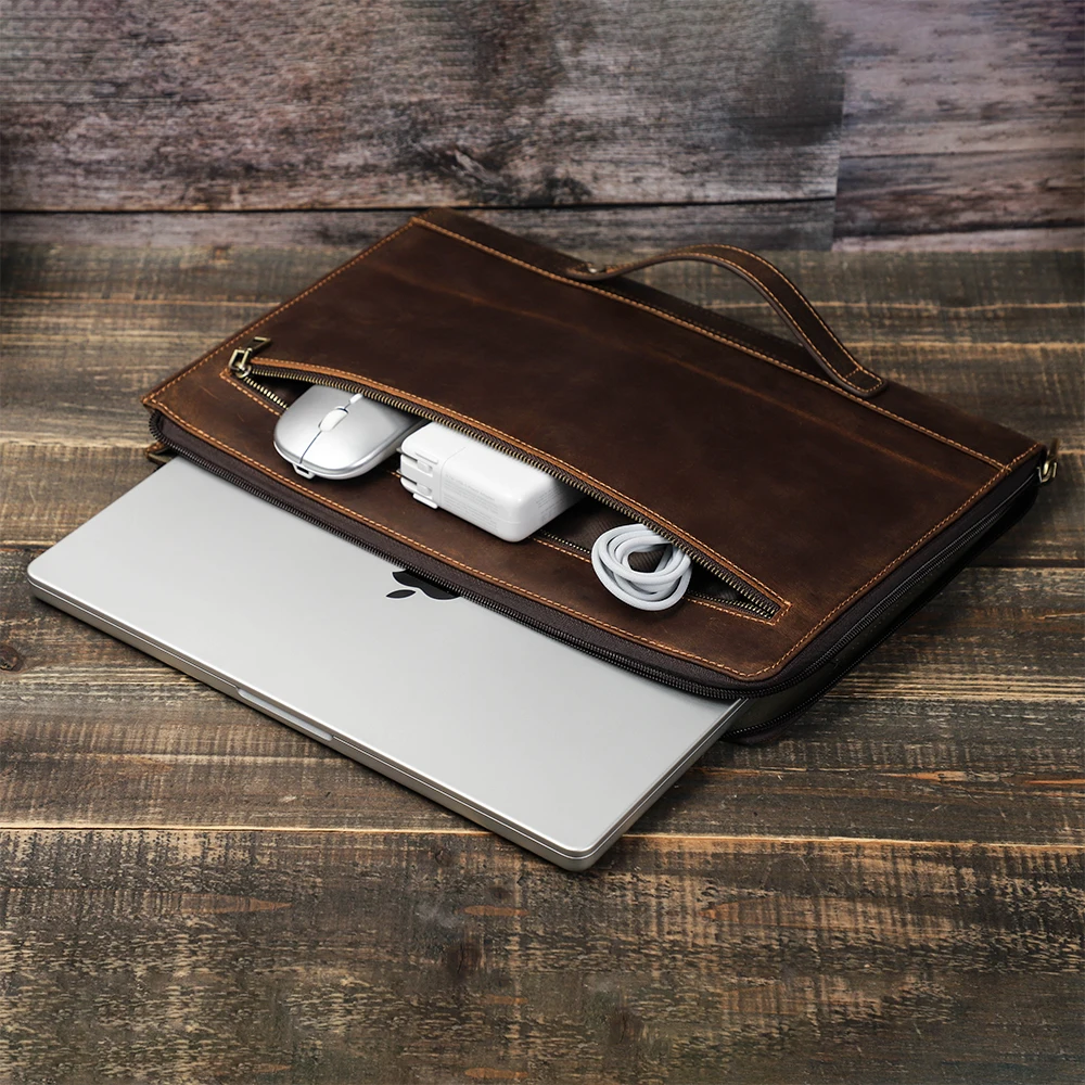 Bolsa de Couro Genuíno do Portátil para Macbook Acessórios Sleeve Capa Pro 14 em A2779 Macbook Air m1 13 ar m2 136 - Imagem 4