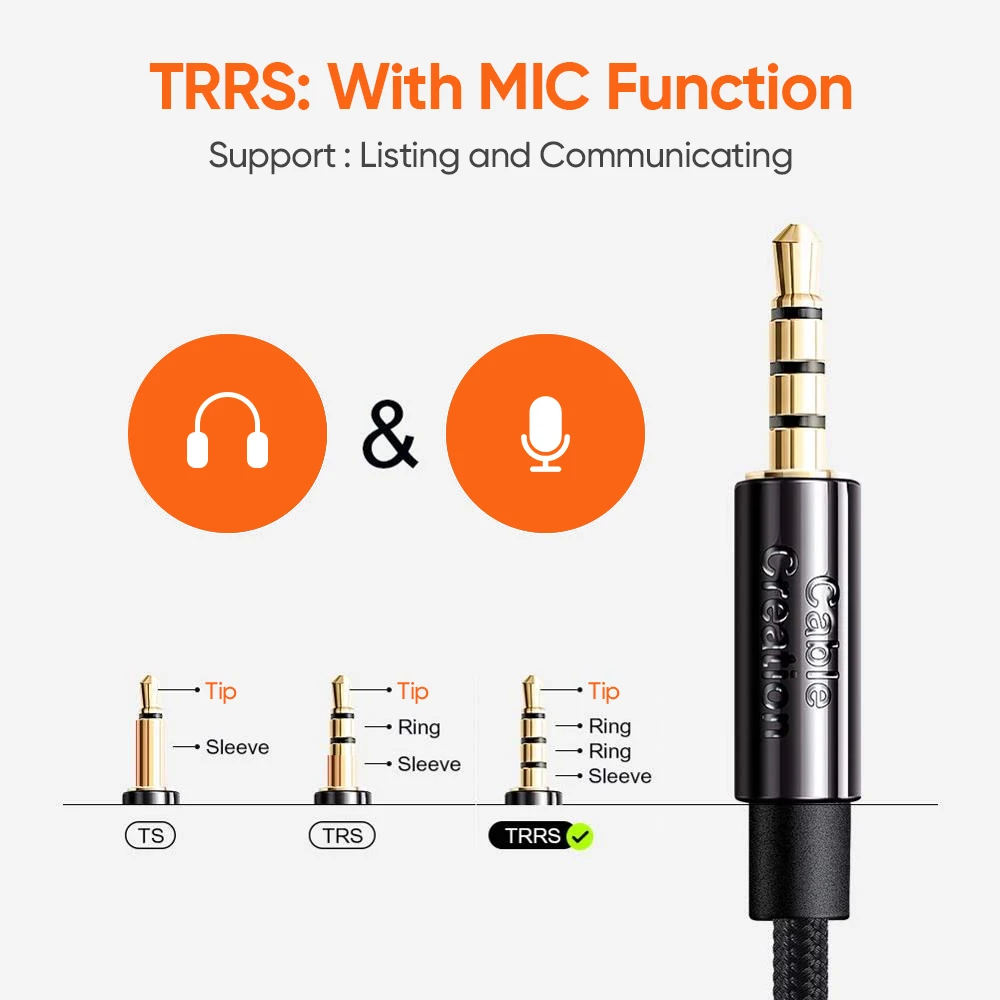 CableCreation TRRS AUX -  ̺, ׷  ũ Ŀ ,  , 3.5mm