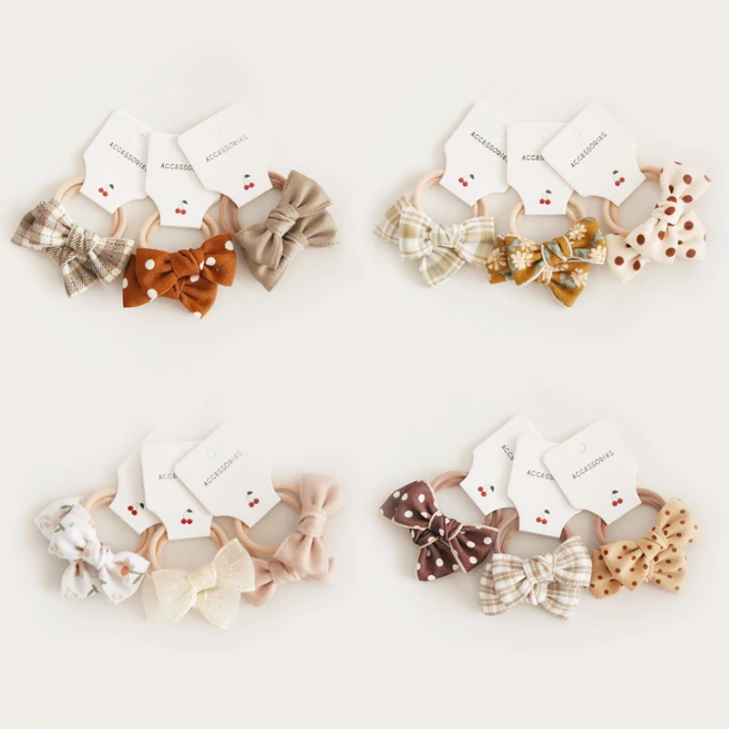 

6/10Pcs Baby Hair Band Bows Princess Baby Girl Hair Accessories Sweet Dot Floral Elastic Wool Kids Hairband for Girls