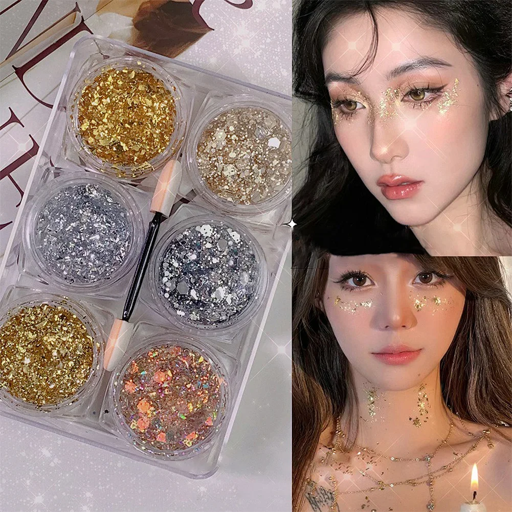 Sequined Gel Eyeshadow Glitter Palette Diamond Eye Makeup Hair Body Face Art Loose Sequins Cream gliter for eyes body shimmer 2