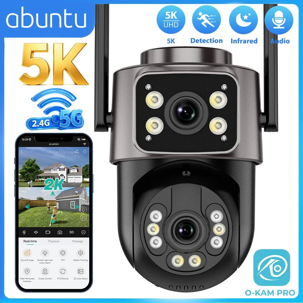 10MP 5K HD WiFi Camera Outdoor 2.4G+5G Dual Band 8MP Dual Lens Dual Screen AI Auto Tracking Security Camera Video Surveillance 1