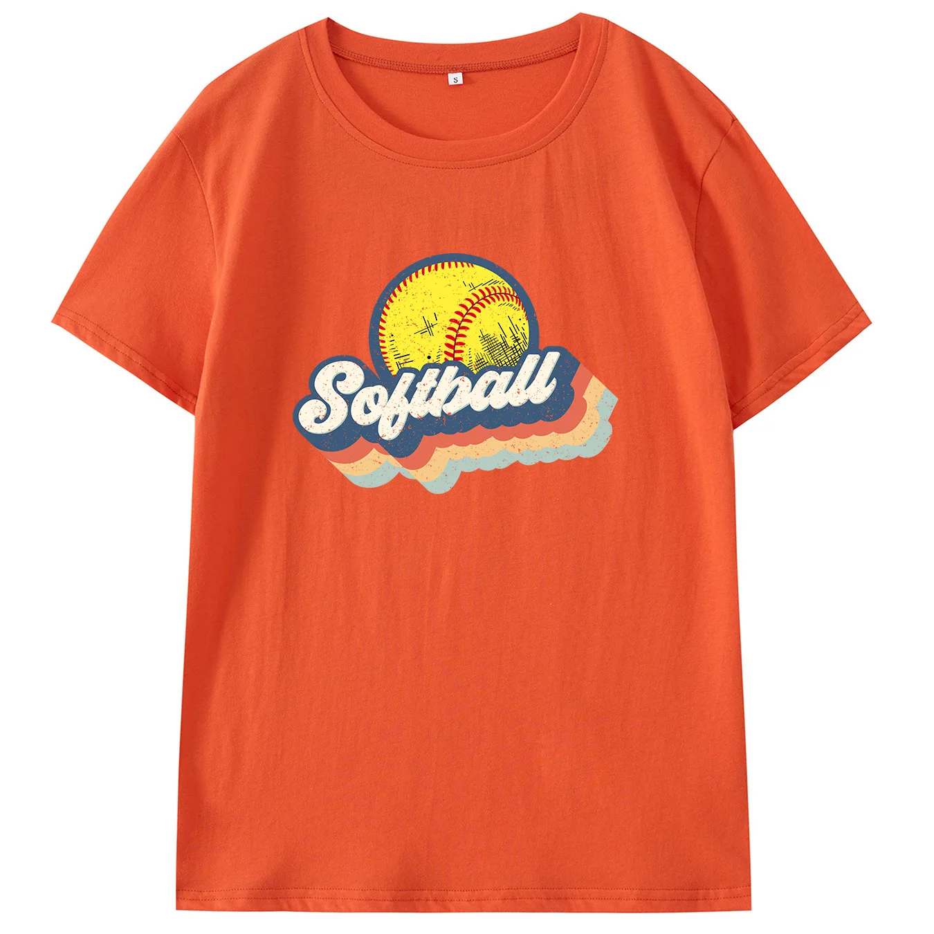 

Softball T-Shirt Cotton retro Street fashion Woman Casual Short Sleeve Tee