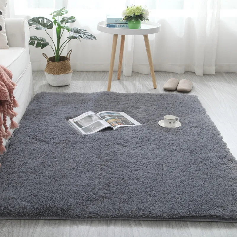 Carpets for Modern Living Room Thick Silkly Long Plush Floor Mat children's Room Carpet Home Garden Fluffy Soft Large Rugs Grey