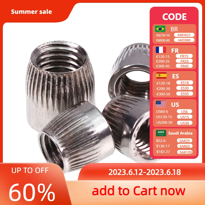 5pcs M6 8 10 12 Female Thread Stainless Steel Conical Cap Tapered Cone