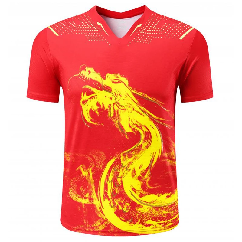 China Dragon Table Tennis Short Sleeve Tennis Badminton Ping Pong Jersey Sports Uniform Workout Clothes