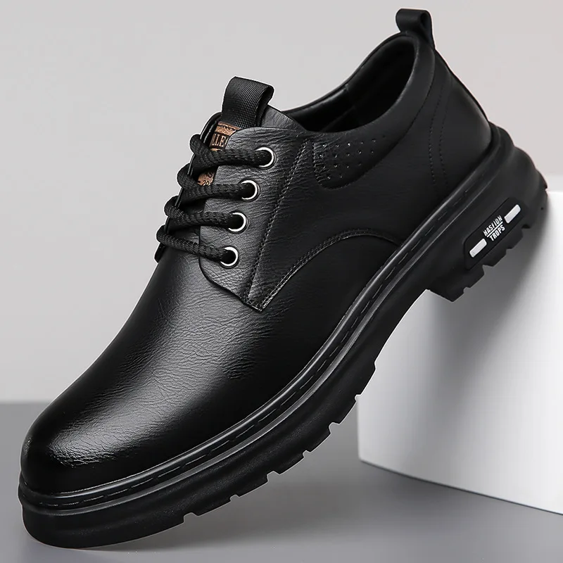 Business Casual Low-top Genuine Leather Shoes Men Spring Autumn New Designer British Style Retro Platform Shoes Loafers Men 6