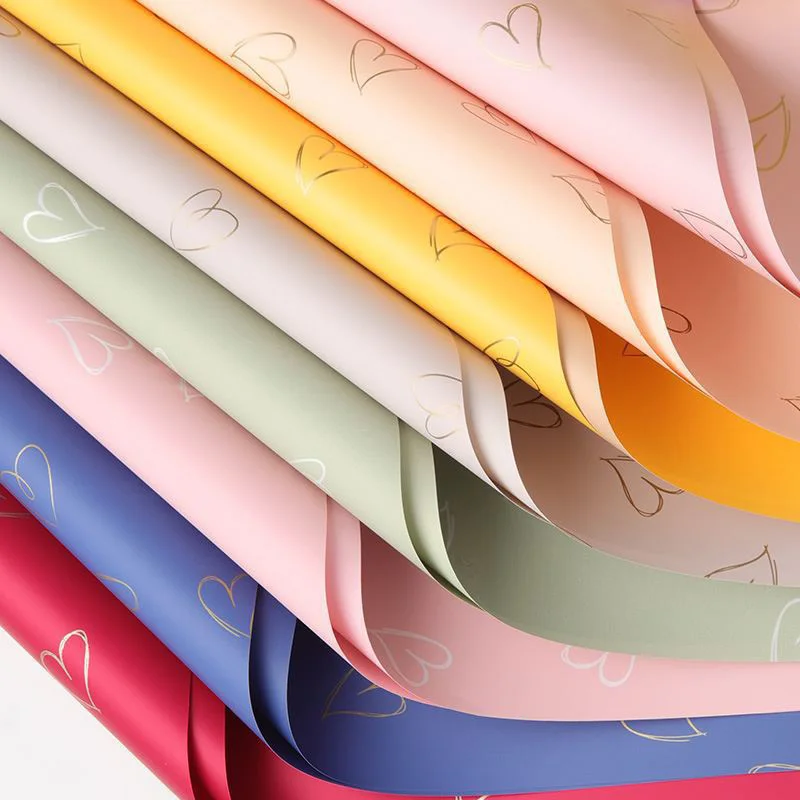 Printed Heart Bouquet Packaging Paper Waterproof Valentine'a Day Wedding Gift Diy Florist Flower Wrapping Material 20pcs/pack