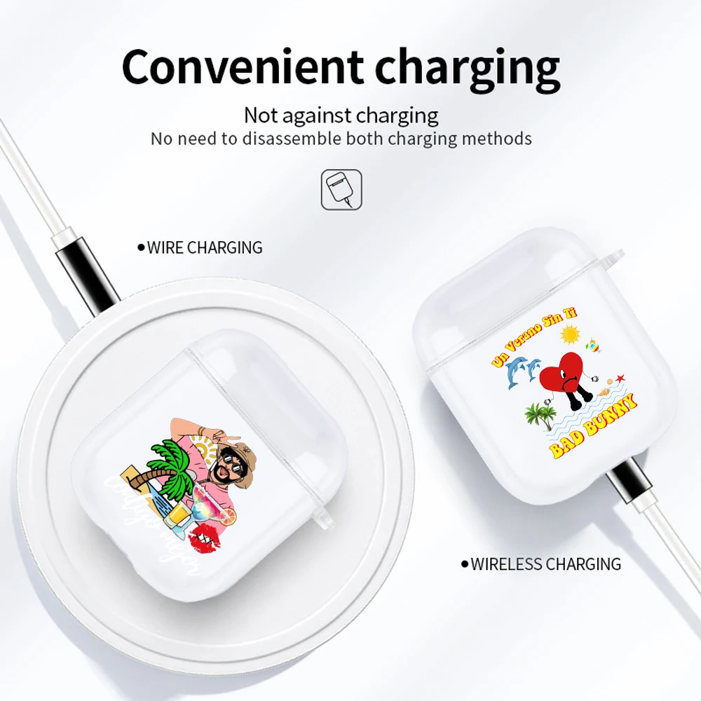 New Bad Bunny Merch Un Verano Sin Ti Custodia Per Auricolari Per Airpods 1 2 Pro Yo Perreo Sola Bad Bunny Maluma Custodia Trasparente Per Air Pods 3