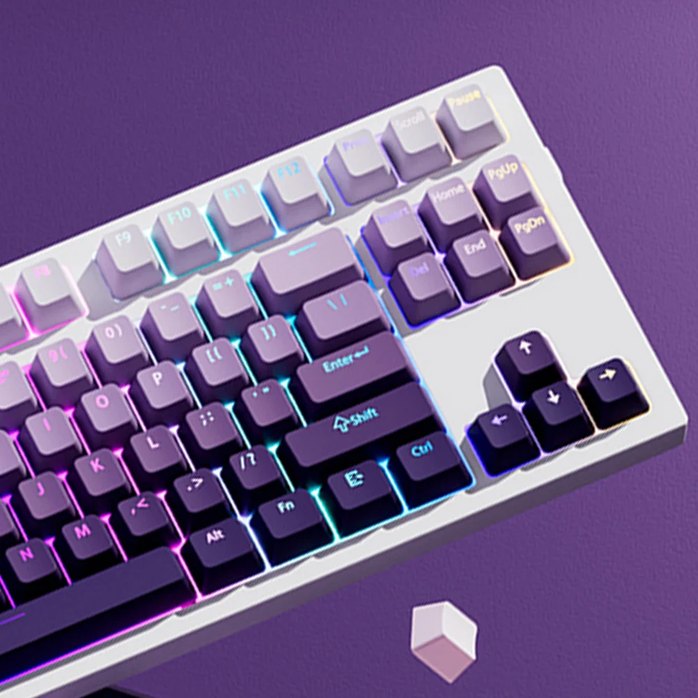 Lavender Top Print RGB Backlit OEM Profile PBT Double Shot Keycap Set (135 Keys)