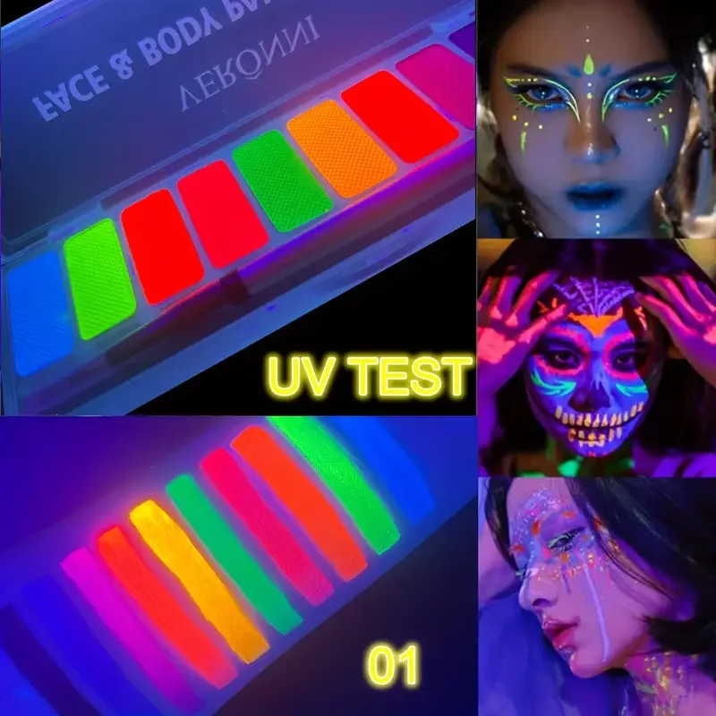 Eyeliner eye shadow palette makeup UV Glow in Dark Fluorescent Neon Face Paint Eyeshadow Makeup Cosmetics For Music Festival Eyeliner eye shadow palette makeup UV Glow in Dark Fluorescent Neon Face Paint Eyeshadow Makeup Cosmetics For Music Festival