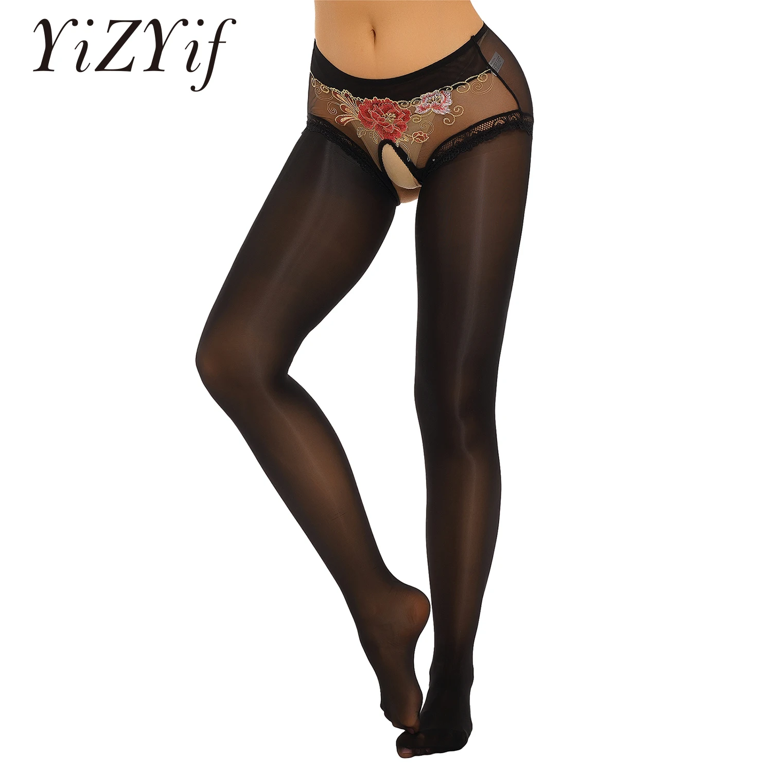

Женские колготки с цветочной вышивкой, кружевные облегающие колготки со средней талией, прозрачные леггинсы, сексуальное нижнее белье, подарок для медового месяца