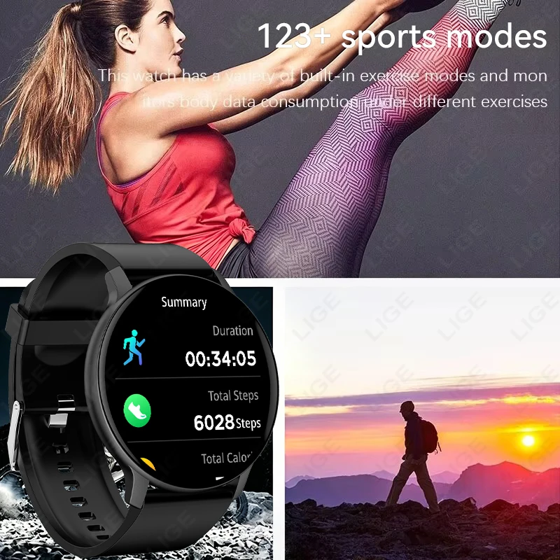 LIGE Nuovo Smartwatch con Schermo Touch Completo, Braccialetto Fitness Sportivo Impermeabile, Chiamate Bluetooth, per Uomini e Donne, Compatibile con Android e iOS - immagine 5