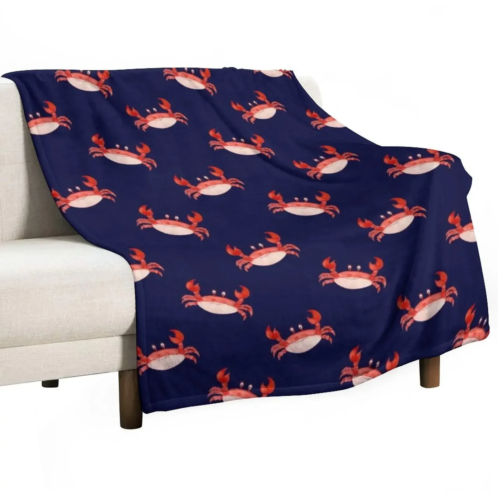 Granchio Happy Crabby Mare Crostacei, Fun Red Animal Sea Ocean Lobster Throw Coperta Letto Plaid Coperte Invernali Calde