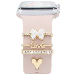 Heart - Shaped Decorative Metal Watch Band Charms for Men - Elegant Floral Design (Gold - heart)