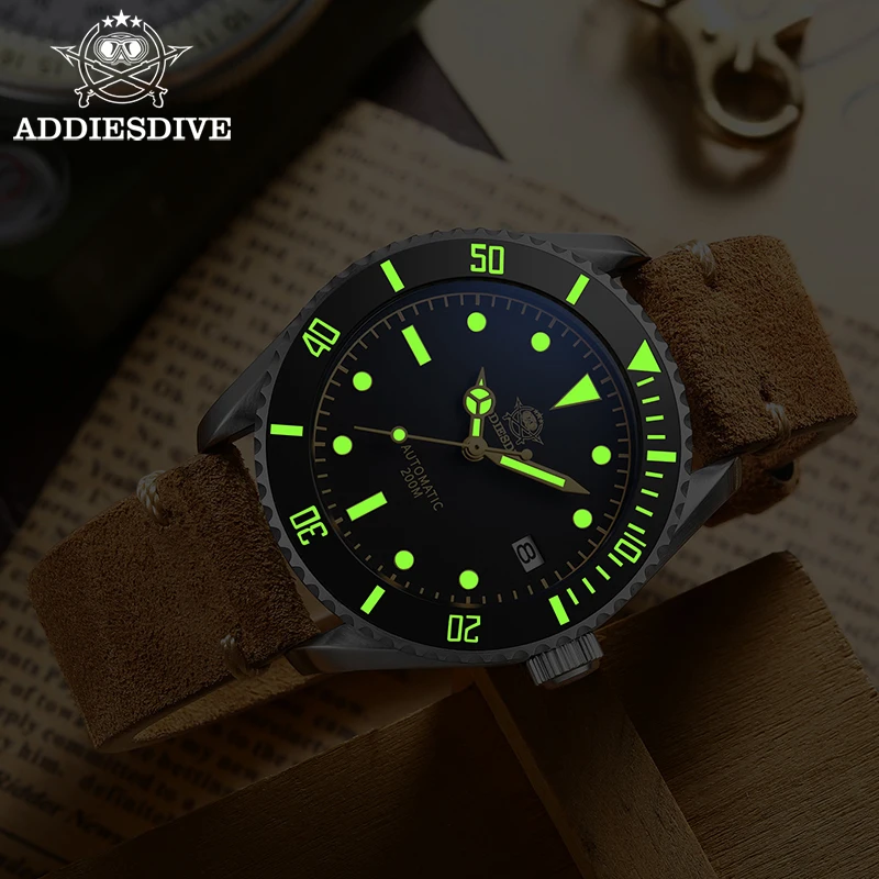 ADDIESDIVE Man Automatic Mechanical Watches 20Bar Waterproof 316L Steel 200Bar Waterproof European American Casual Watches