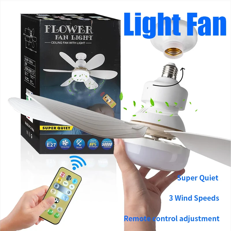 Ceiling Fan Light Led Fan Ceiling Led 30w Ceiling Fan E27 With Remote Control For Dimming Suitable for Living Room Study Household Use