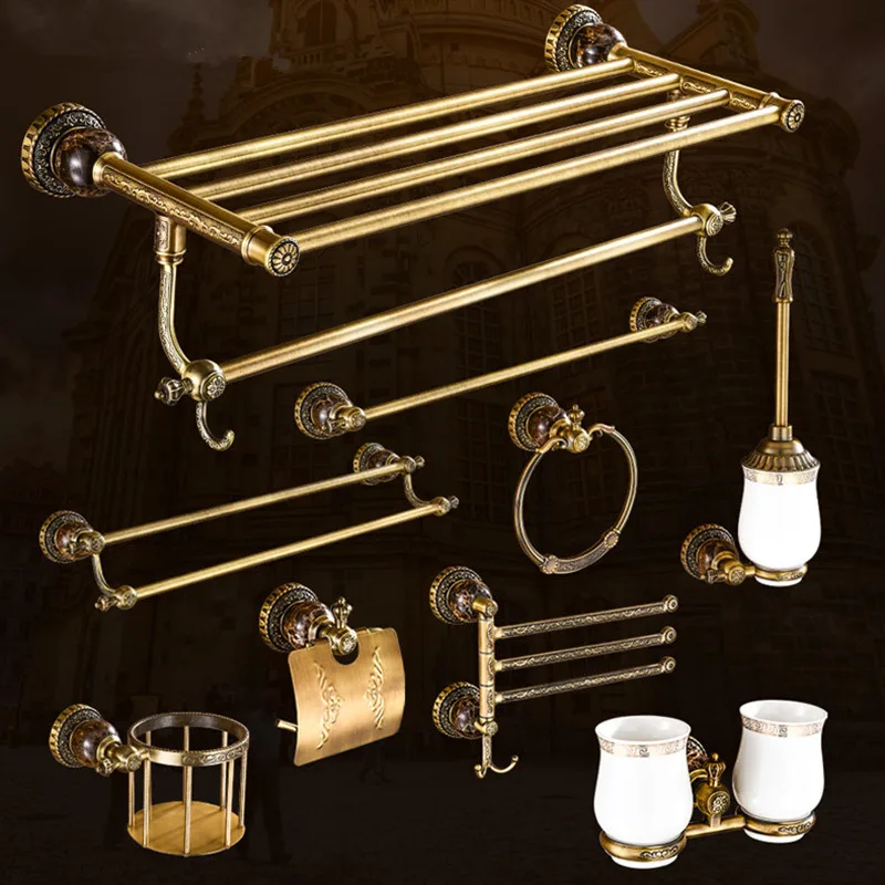 Antique brass bathroom towel shelf Black towel shelf paper holder Bathroom Black bathroom accessory Kit 8008