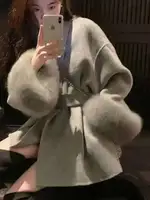 UCXQ Elegant OL Office Lady Overcoats Fur Patchwork Long Sleeve Woolen Coat Beautiful Women's Clothing Jacket Autumn 2025 Winter - Image 4