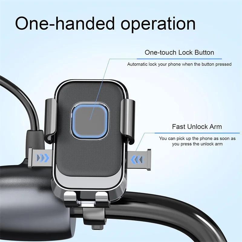 Premium Moto Bike Phone Holder - One-Hand Operation & 360° Rotation for Motorcycles and Scooters