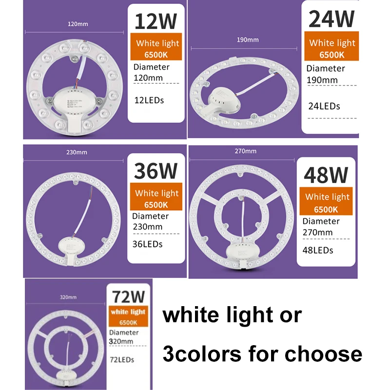 AC 220V 240V 12W 24W 36W 48w LED Lamp Chips PANEL Circle Light Round Ceiling Board led lamp,led chip,led light panel