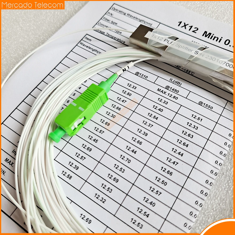 5 Pcs/lot Fiber Optical PLC Splitter 1X12 SC/APC SM 0.9mm G657A1 PVC 1m FTTH 1:12 PLC Splitter Free shipping
