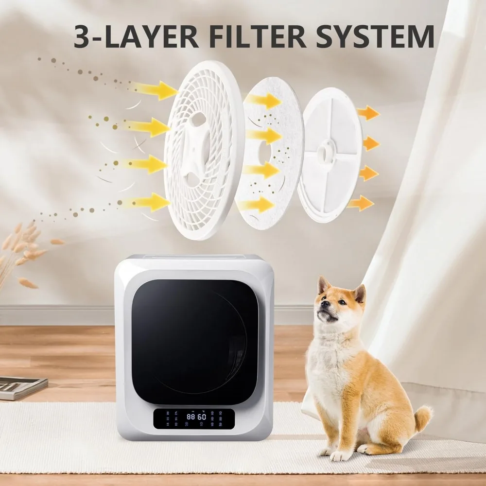 6.6Lbs Portable Clothes Dryer, Comtact Mini Dryer Machine with Exhaust Pipe, LED Touch Control Panel, White&Black