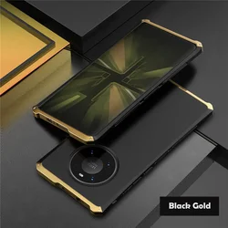 Shockproof Metal Armor Case with Aluminum Frame and Matte PC Cover for Mate 40 (Black Gold)