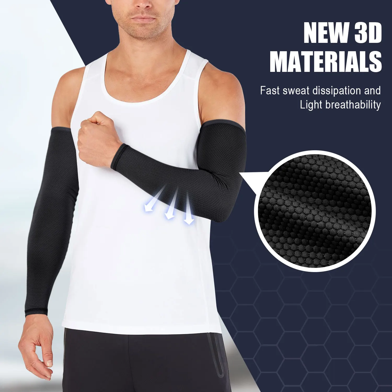 Cooling Arm Sleeves Cover Sports Running UV Sun Protection Outdoor Fishing Cycling Basketball Elastic Cuffs Arm Warmers 1 Pair